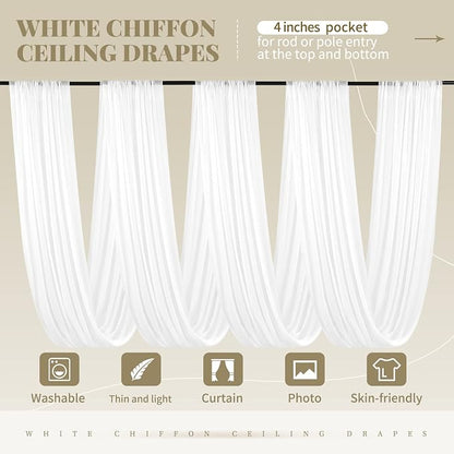 6 Panels White Ceiling Drapes for Wedding Ceiling Drapes 5ftx10ft Wedding Arch - Image 3