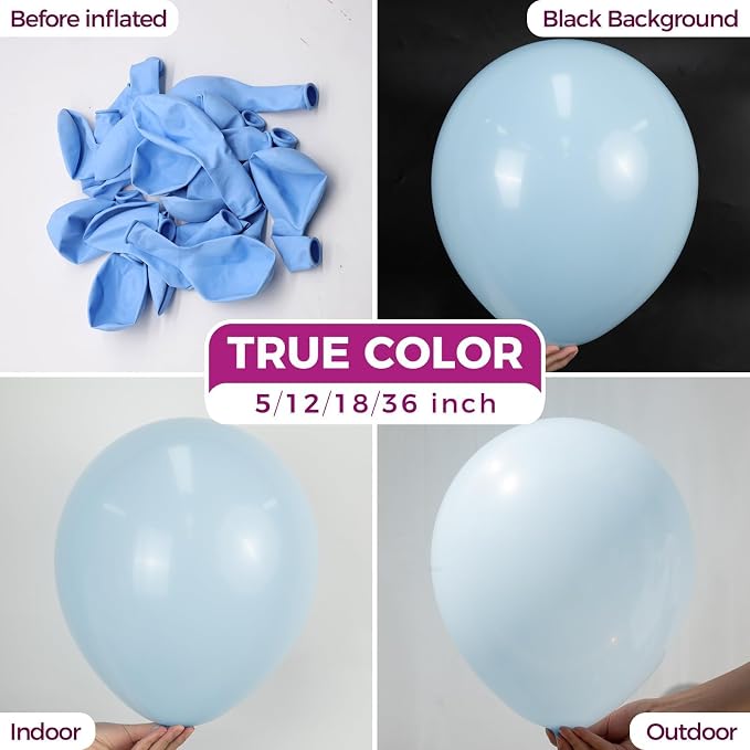 Bezente Pastel Blue Latex Round Helium Party Balloons 30 Pack 18 inch | Light - Image 2