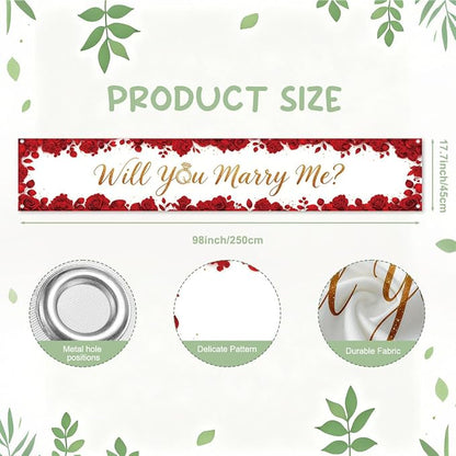 Will You Marry Me Wedding Decor Banner Marriage Proposal Decorations | Reusable - Image 2