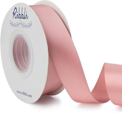 Ribbli Rose Gold Double Faced Satin Ribbon, 1” x Continuous 25 Yards, Use by Ribbli
