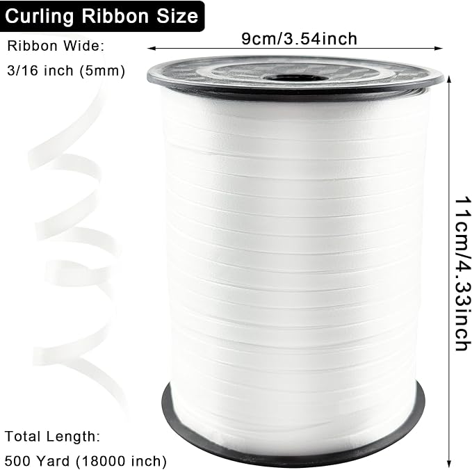1/5'' White Curling Ribbon 500 Yard Balloon String Ribbon | White Ribbon - Image 2