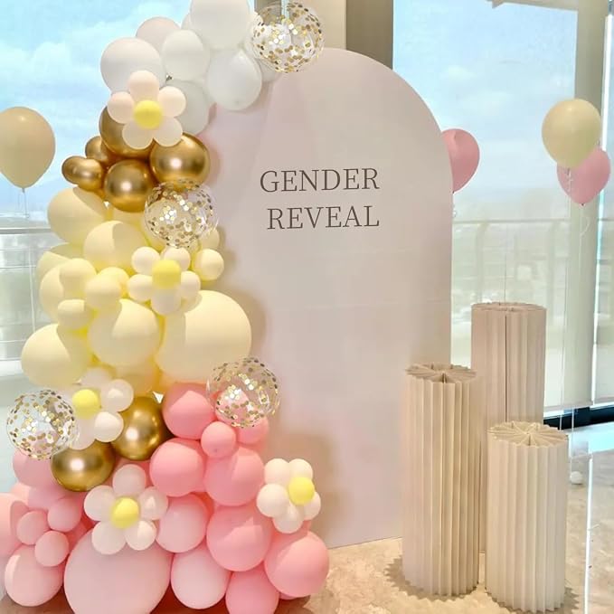 Pink White and Gold Balloon Garland Arch Kit - Image 5