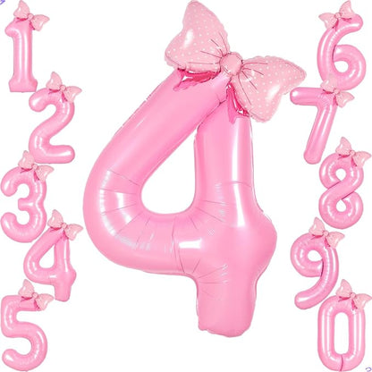 Pink 4 Balloon Number Pink Birthday Decorations by Unknown
