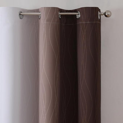 Brown and Greyish White Ombre Blackout Curtains - Image 4