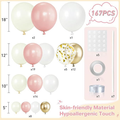 Pink White and Gold Balloon Garland Arch Kit - Image 2