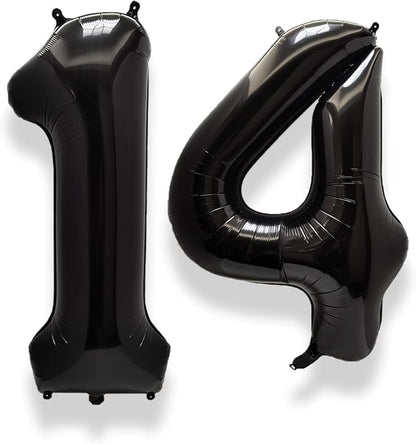 AULE 40 Inch Black Number Balloon 14 Foil 0-9 Birthday Big Numbers | Birthday by AULE