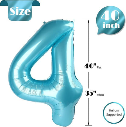 Pearl Blue Number 4 Balloon 40 Inch - Image 5