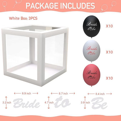 Transparent Wedding Balloon Boxes 3PCS White Bride to Be Balloon Boxes - Image 3