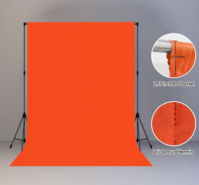 Orange Photography Backdrop for Photoshoot, Fabric 5x7ft | Polyester Studio - Image 2