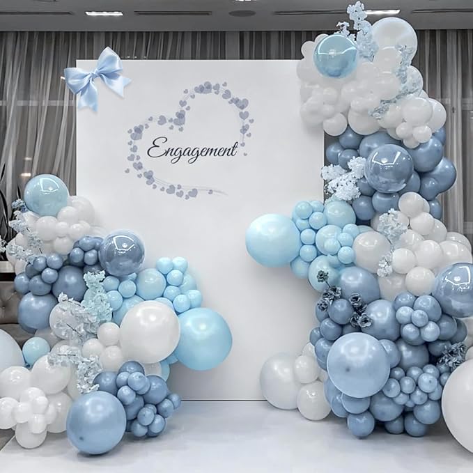 Dusty Blue and White Balloon Garland Arch Kit - Image 5