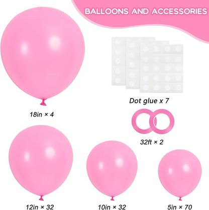 RUBFAC 135pcs Pink Balloons Different Sizes 18 12 10 5 Inches - Image 2