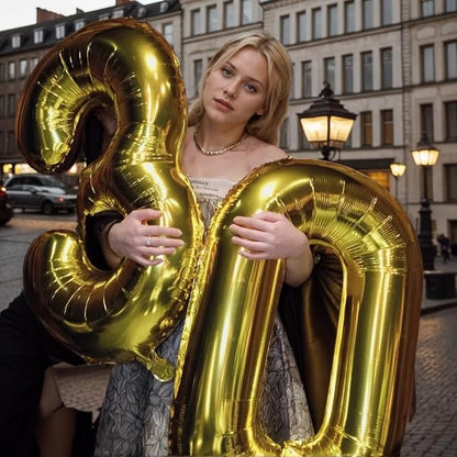 40 inch Gold Number Balloon Giant Foil Helium Balloons Gold Number 0 Balloon - Image 6