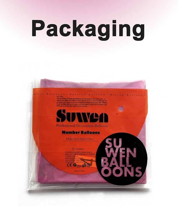 SUWEN 40 Inch Pink Large 2 Number Balloons Big Foil Helium Number Balloons 0-9 - Image 6