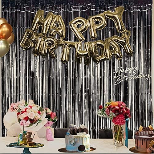 BRAVESHINE Black Foil Fringe Curtains | Metallic Tinsel Backdrop | 2 Pack | - Image 4