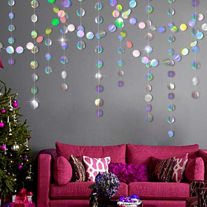 Cheerland Iridescent Party Decorations Holographic Circle Garlands Disco Theme - Image 6