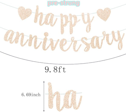 Pre-Strung Happy Anniversary Banner Bunting Hanging Sign Garland - Image 7