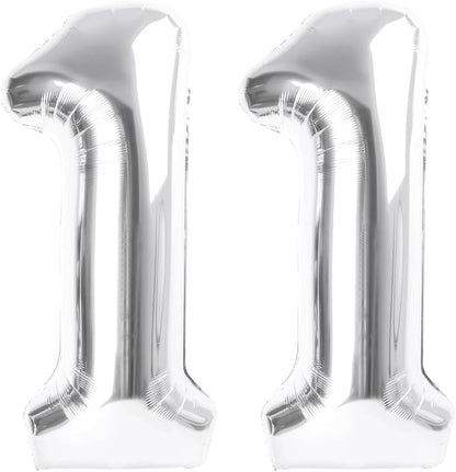 Number Balloons Silver 11 Balloon 40 inch by Enyeopd