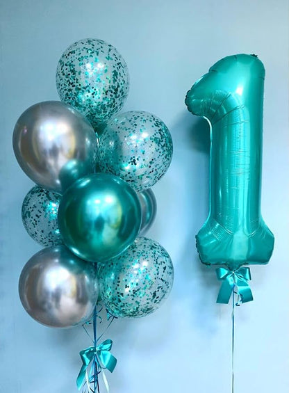 Happy Birthday Balloon 40 Inch Blue-Green 6 Balloon - Image 3