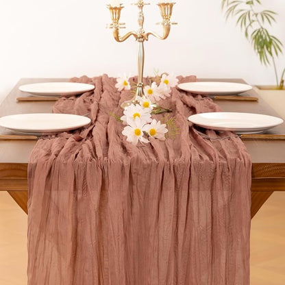 Cheesecloth Table Runner Summer Boho Wedding Birthday Party Home Decor | Dusty - Image 2