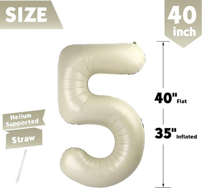 40 Inch Cream Number 5 Balloon Birthday Party Decorations - Image 5
