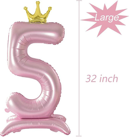 Crown Pink Number 5 Balloon - Image 2