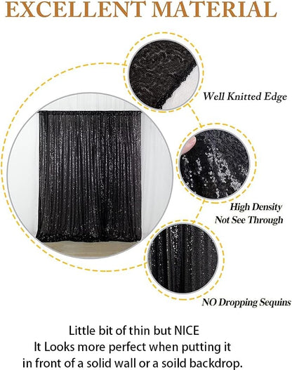 ShinyBeauty 4FTx8FT Black Sequin Backdrop, Sequin Photo Booth Backdrop - Image 5