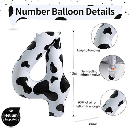40 Inch Cow Print 4 Balloons Number - Image 2