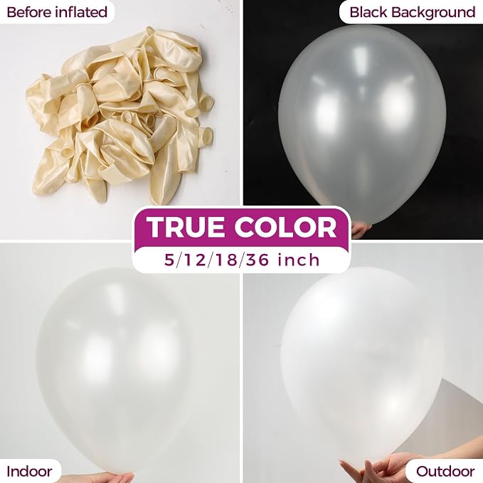 Bezente Pearl White Latex Matte Party Balloons 150 Pack 5 inch Small | Ivory - Image 2