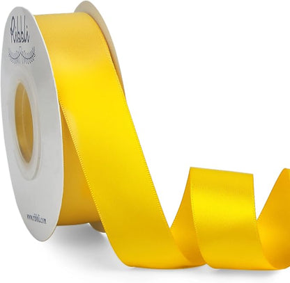 Ribbli Maize Yellow Double Faced Satin Ribbon, 1” x Continuous 25 Yards by Ribbli