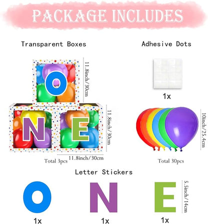 First Birthday Decorations for Boy Girls, ONE Balloon Boxes - Image 3