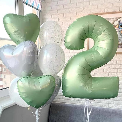 40 Inch Green Number Balloon 5 Olive Green Foil Balloon Sage Green 5 Balloons - Image 4