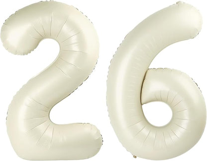 26 Balloon Number 40 Inch Cream Balloons by Mluchee