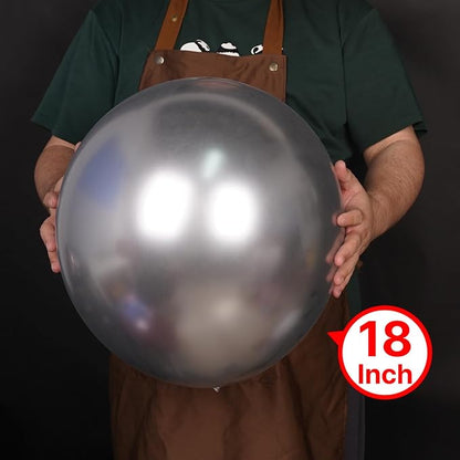 PartyWoo Silver Balloons 20pcs Latex Helium Balloons 18 Inch | Birthday Wedding - Image 2