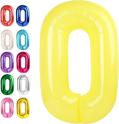 Yellow Number 0 Balloon 40 inch, Balloon numbers party supplies, deco photo by Upgesy