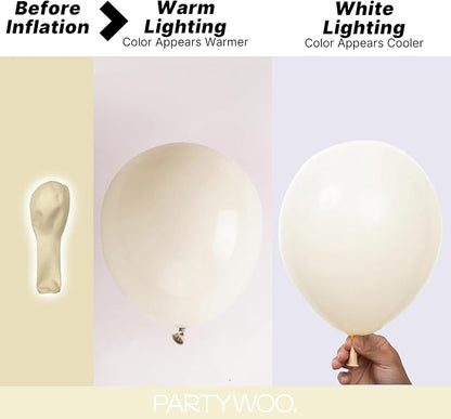 PartyWoo Beige Balloons 127pcs Different Sizes of 36 18 12 10 5 Inch Cream - Image 3