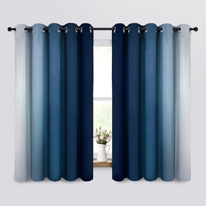 Yakamok Ombre Curtains Blue and Greyish White - Image 2