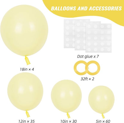 RUBFAC Pastel Yellow Balloons Different Sizes Light Yellow Balloon 129pcs | - Image 2