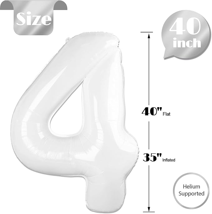 White Number 4 Balloon 40 Inch - Image 5