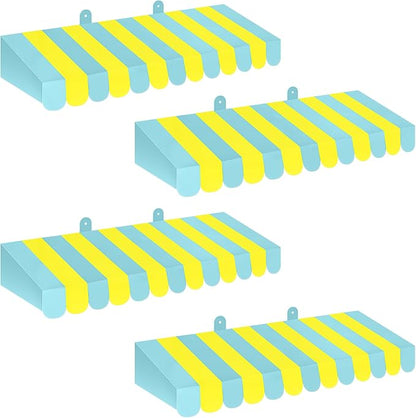 Boao 4 Pack Circus Awning Decoration 3D Stripe Cardboard Awning Carnival Wall by Boao
