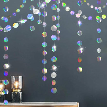 Cheerland Iridescent Party Decorations Holographic Circle Garlands Disco Theme by Cheerland