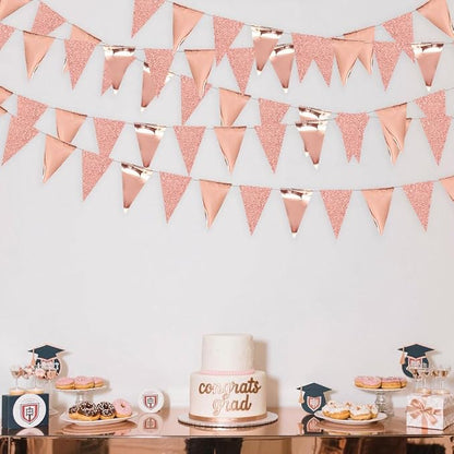 30Ft Rose Gold Party Decoration Rose Pink Triangle Pennant Banner Blush Pink - Image 4