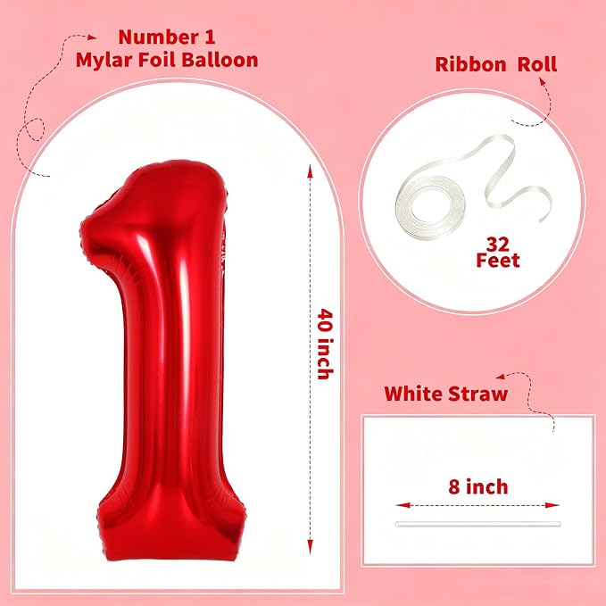 Number Balloons Red Party Balloon - Image 2