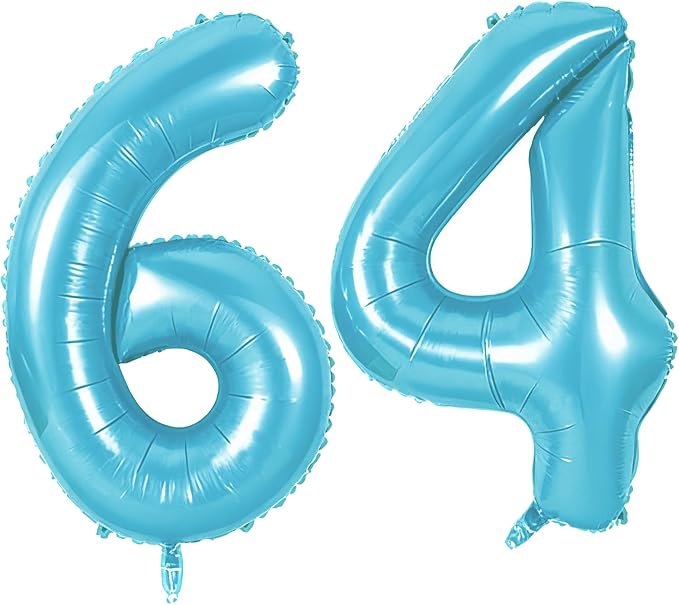 Number 64 Balloons for 64th Birthday Party Decorations, 0-100 Large No.64 by Joycard