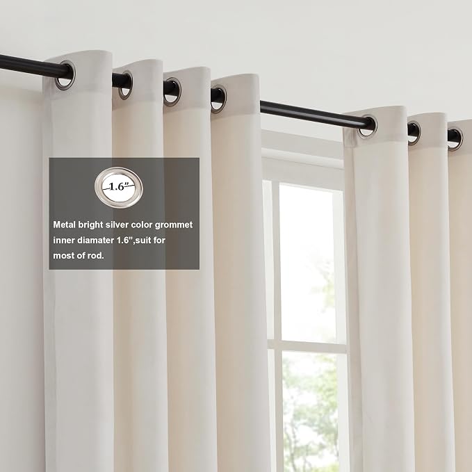 BULBUL Color Block Window Curtains Panels 63 inches Long Cream Ivory Gold - Image 2