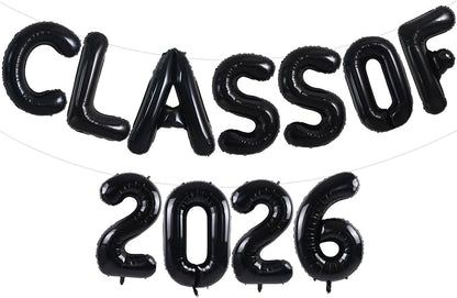 TONIFUL Black Class of 2026 Graduation Balloon Banners Foil Balloons by TONIFUL