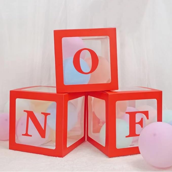 Red One Boxes for 1st Birthday, One Balloon Box - Image 5