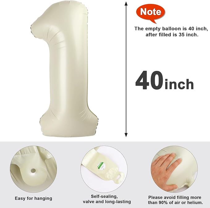 Number 12 Balloons 40 Inch for 12 21 Birthday Party Decoration, Cream White | - Image 5