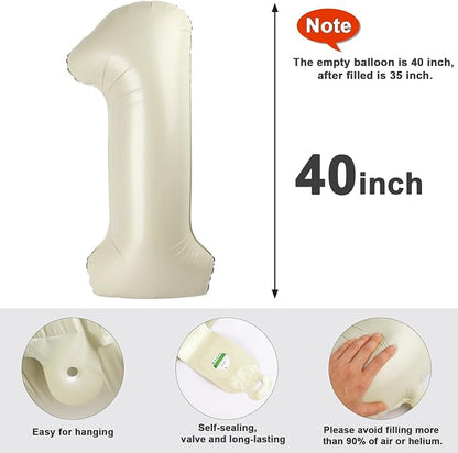 Number 12 Balloons 40 Inch for 12 21 Birthday Party Decoration, Cream White | - Image 5