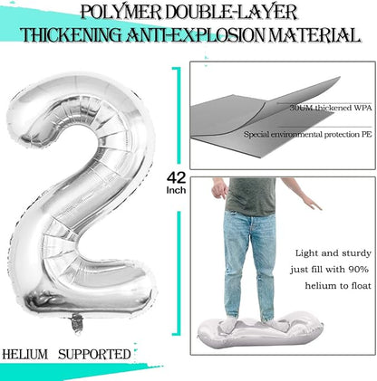 42 Inch 2026 Silver Foil Number Balloons - Image 5