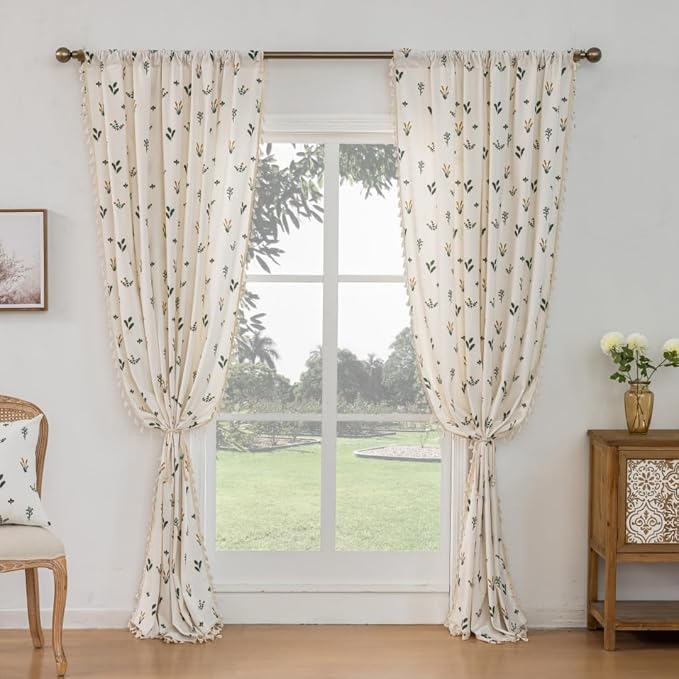 F-CHU Orange Floral Curtains for Bohemian 90 Inch Length French Country Floral - Image 6
